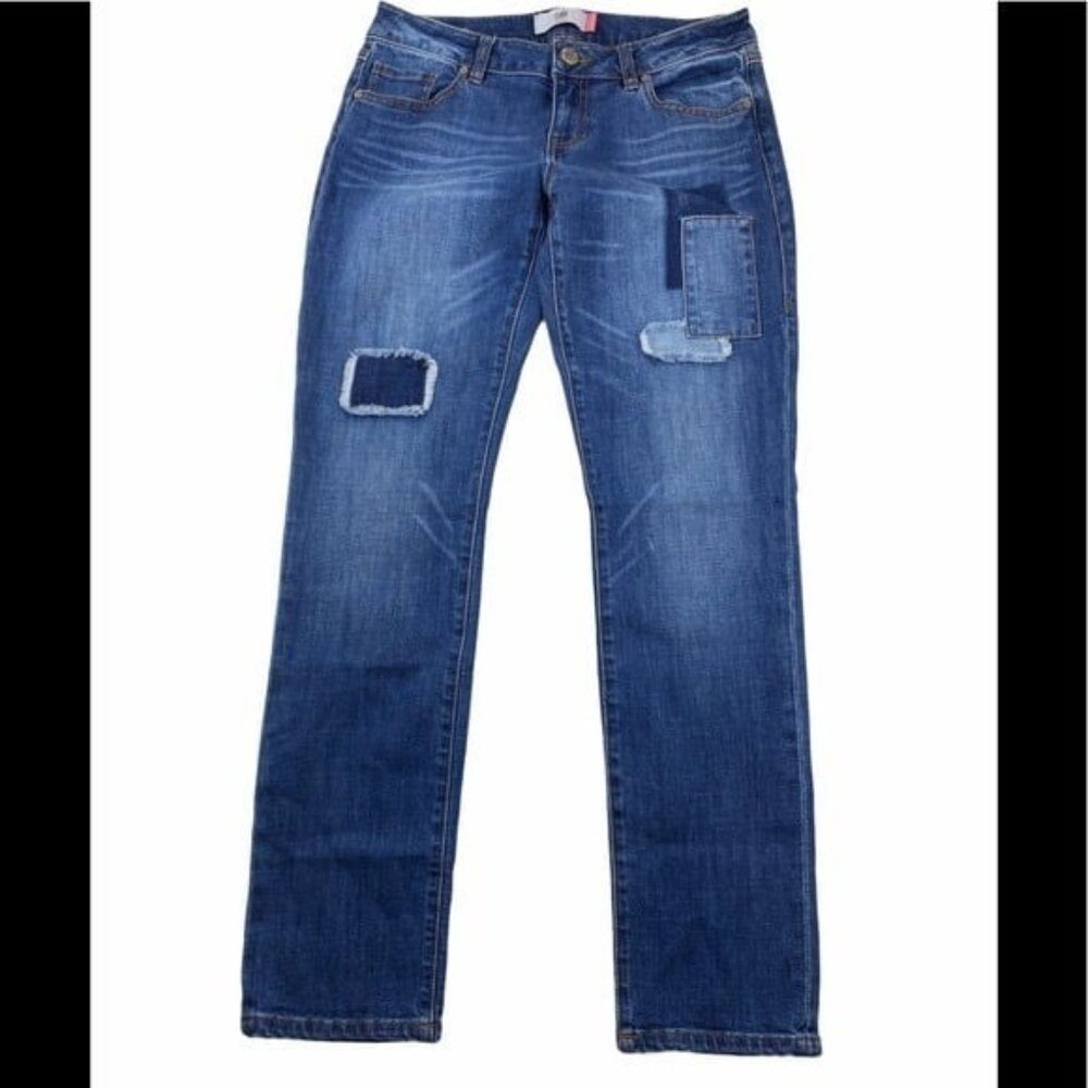 CAbi Patchwork Slim Boyfriend Denim Jeans Sz 4